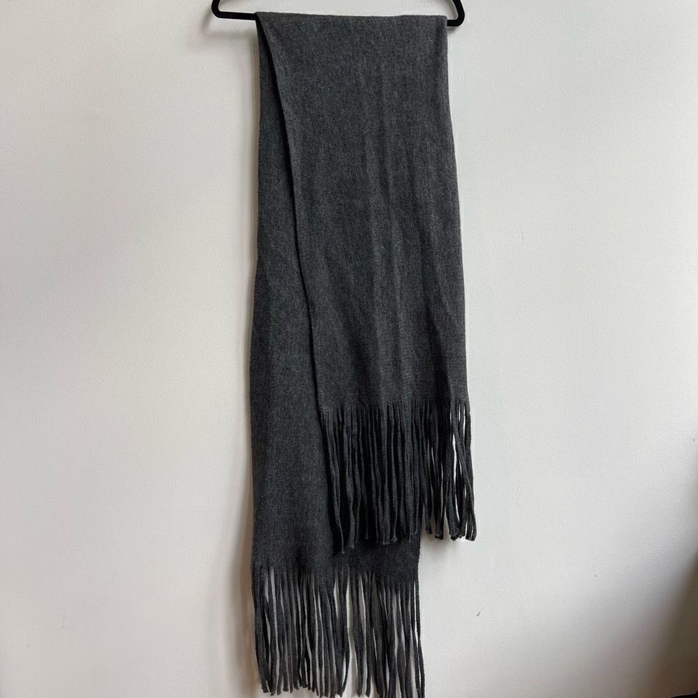 Lucky Brand Women's Brushed Knit Fringe Scarf Charcoal Gray Size 16"x 65"